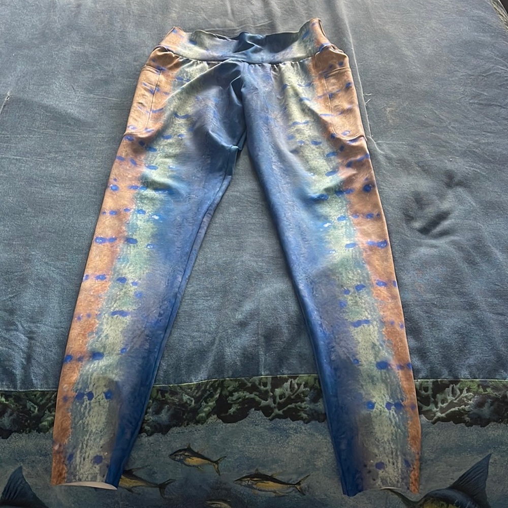 Blue and Brown Tie-Dye Leggings